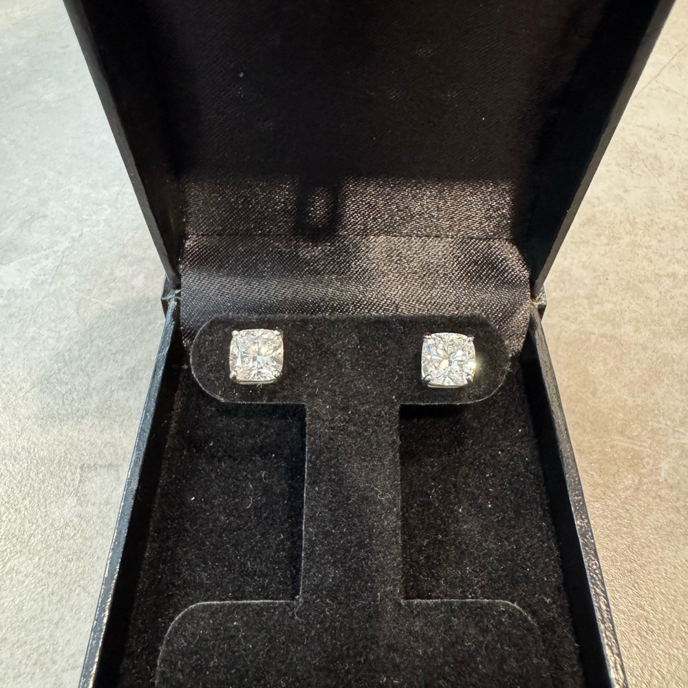 Cushion Cut Diamond Stud Earrings